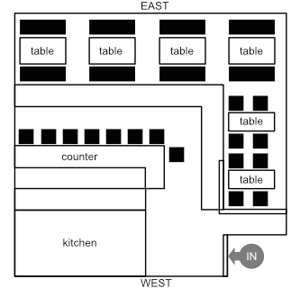 長町酒場 蚕の店内間取り図